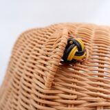 Vintage wicker frog and scoubidou, Olivier Cajan, 1970s