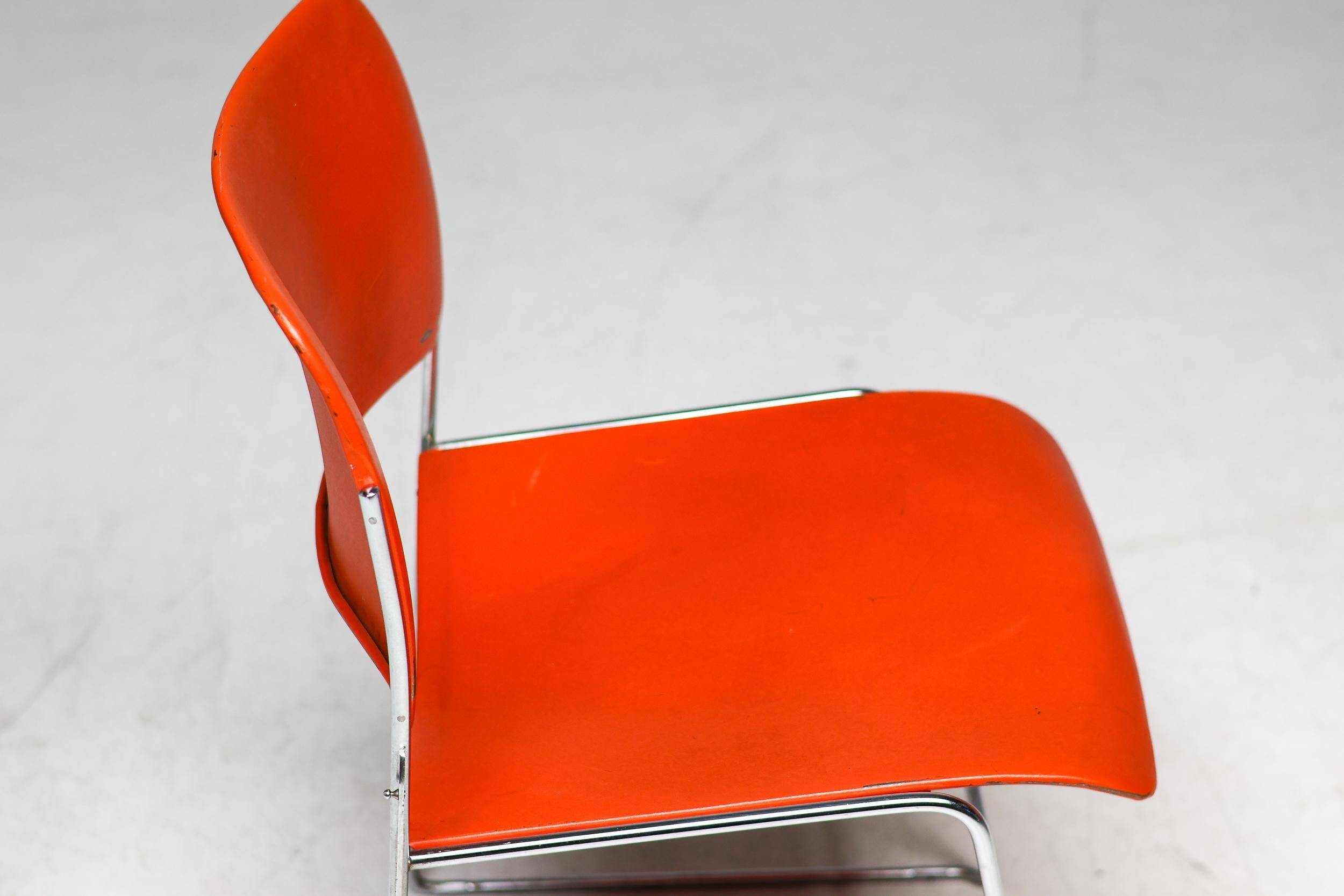 Chairs 40/4 by David Rowland - Red and Brown, Vintage 1970s, Made in the USA
