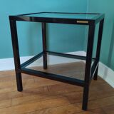 Rectangular table, end of sofa in metal and glass Vintage Vandel stone