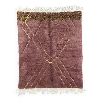 Modern Moroccan Brown Wool Rug, 190x270 cm