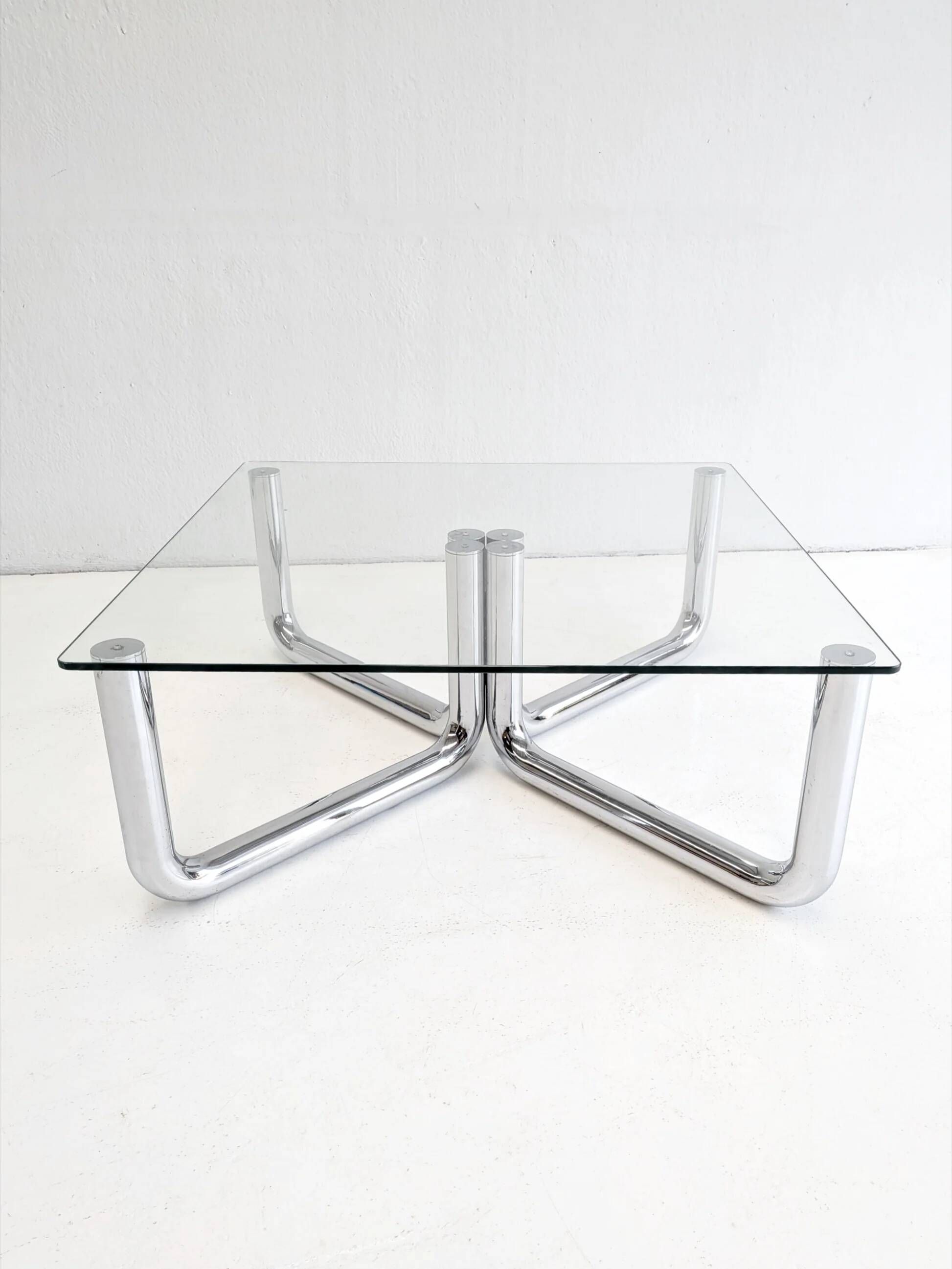 Space age chrome & glass coffee table 1970s