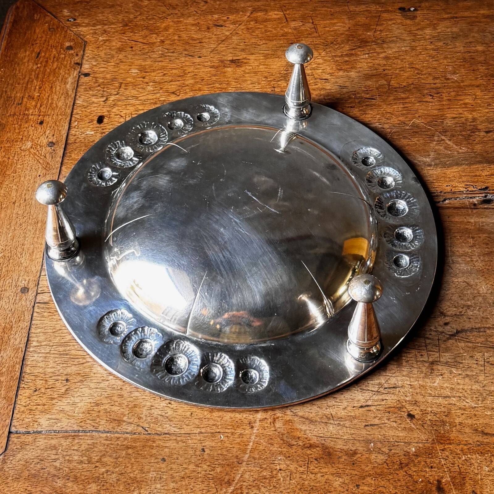 Art Deco silver plated footed bowl by Romepla 1930 floral decoration