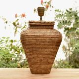 Vintage wicker and brass lamp base