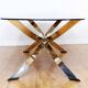 Italian coffee table in smoked glass and brass