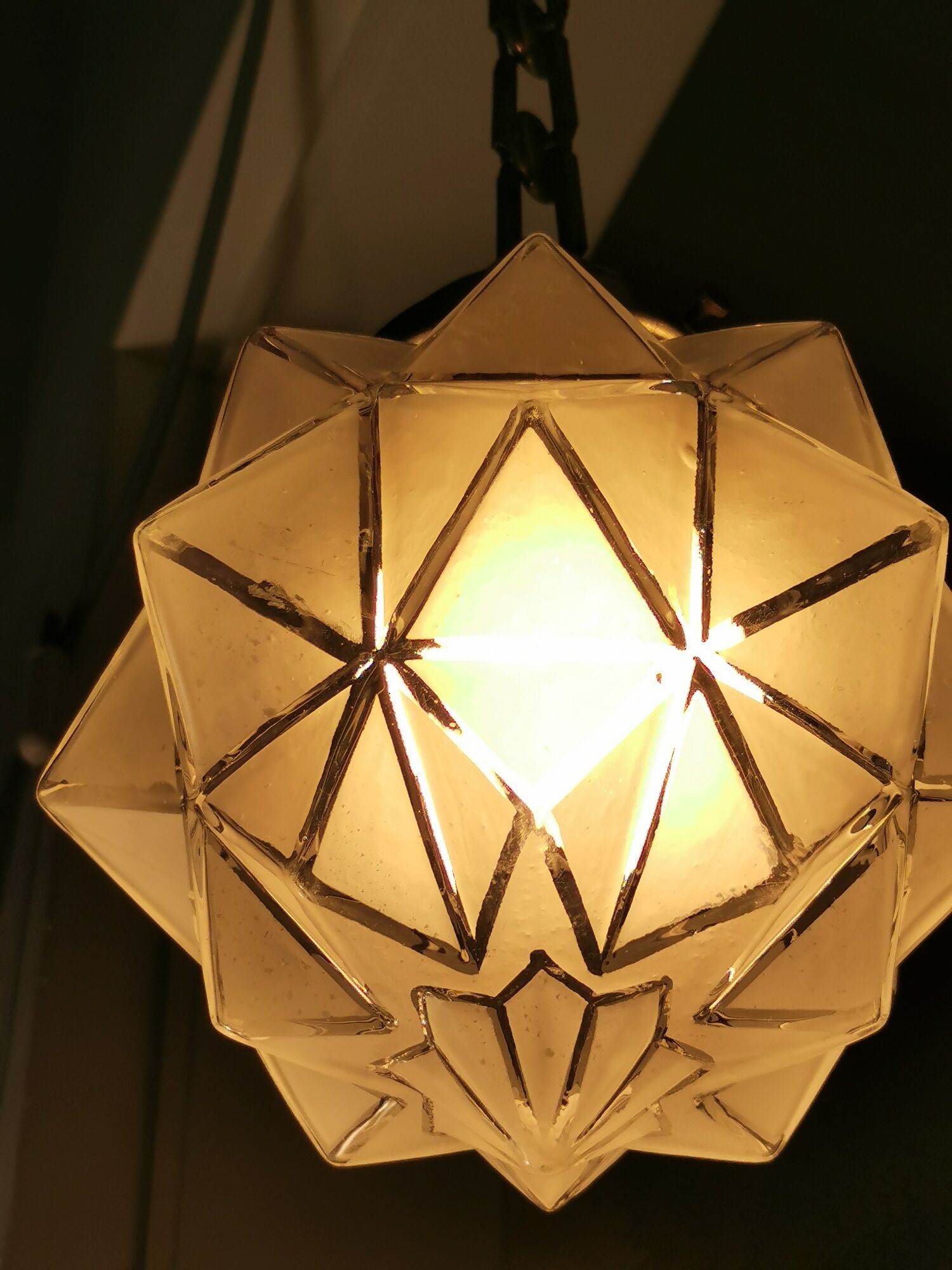 Star hanging in frosted glass and aluminum, 1960
