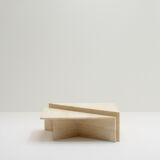 Up&Up travertine triangle coffee table, Italy 70s.
