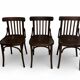 Set of 3 vintage wooden bistro chairs from around 1950.