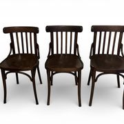 Série de 3 chaises bistrot en bois vintage vers 1950