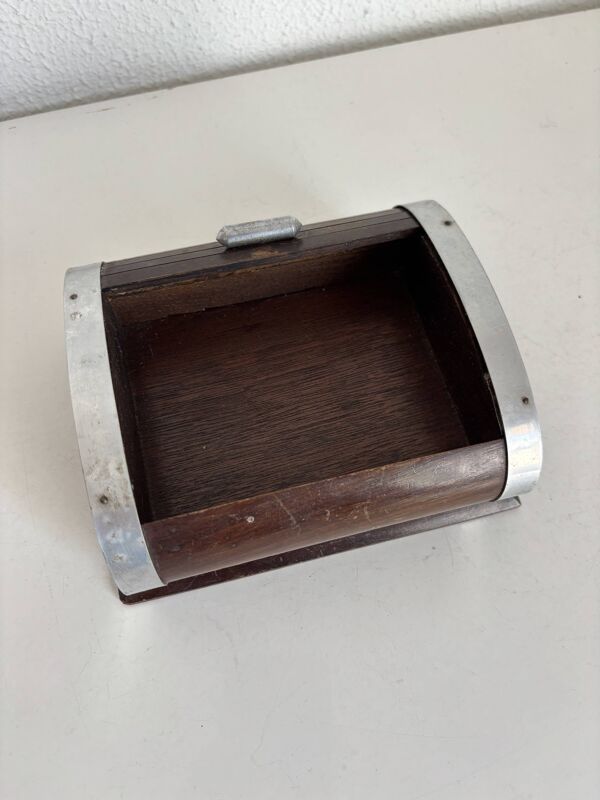 Porte-cigarettes vintage 1960 distributeur bois métal doré - 16 x 13 cm