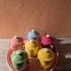 6 small porcelain cream pots from Limoges with a tray.