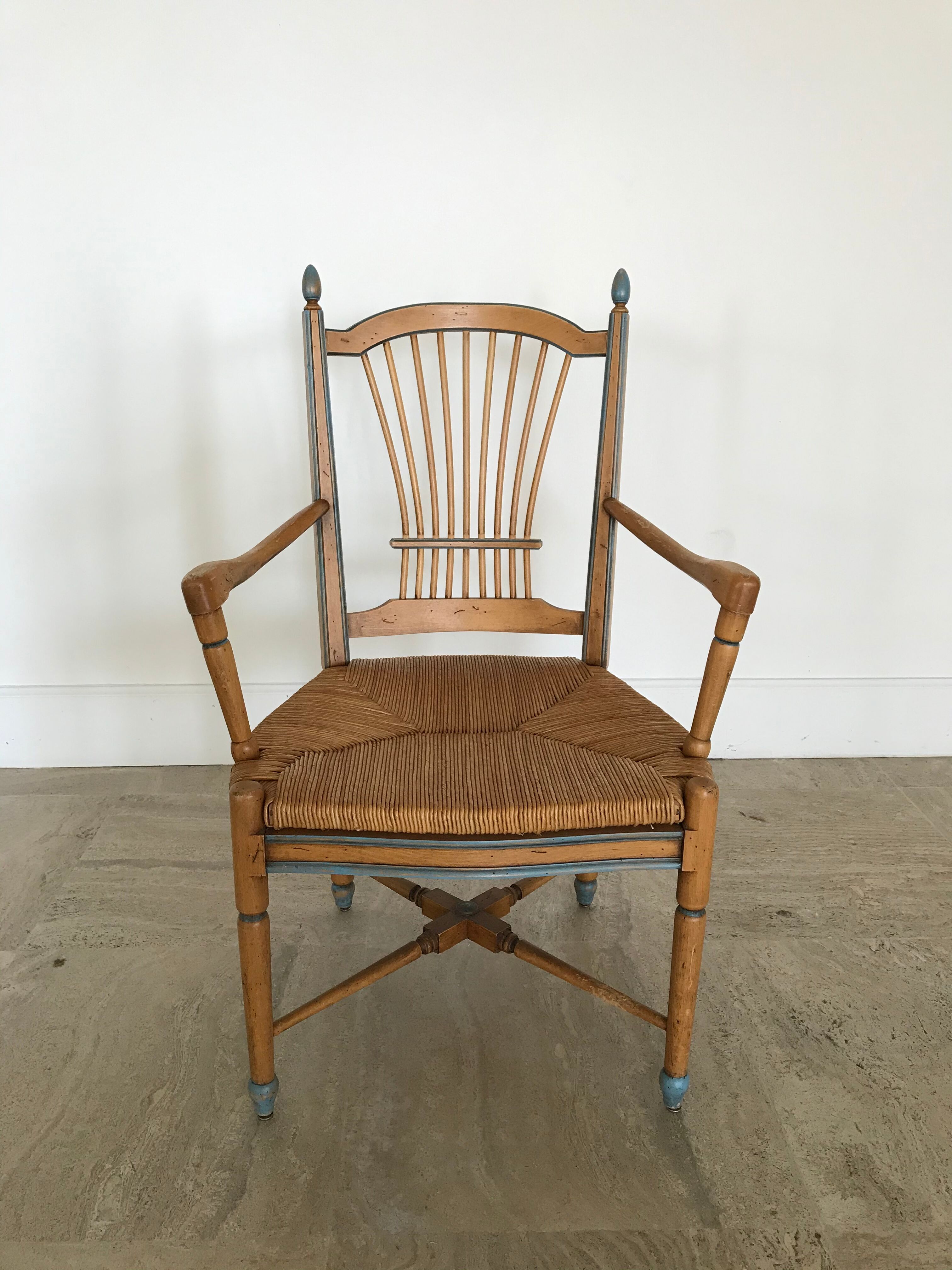 Series of six painted wooden Provencal chairs