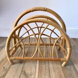 Rattan and bamboo magazine rack from the 60s