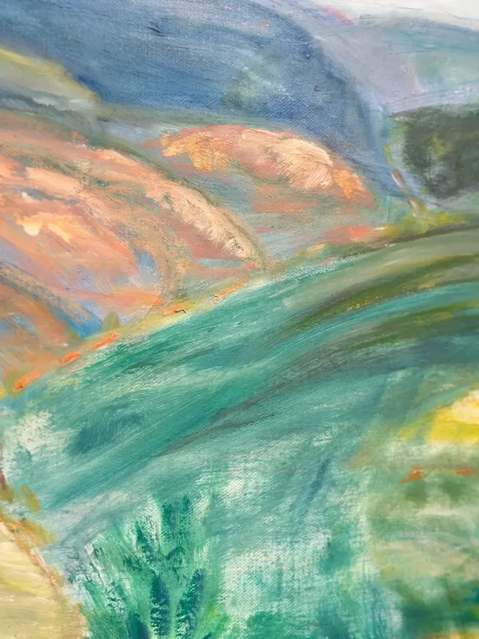Original Swedish Oil on Canvas – "Landscape" by Lalla Blecher – Signed – Dated 1994 – Framed – 63 × 53 cm (24.8" × 20.9")