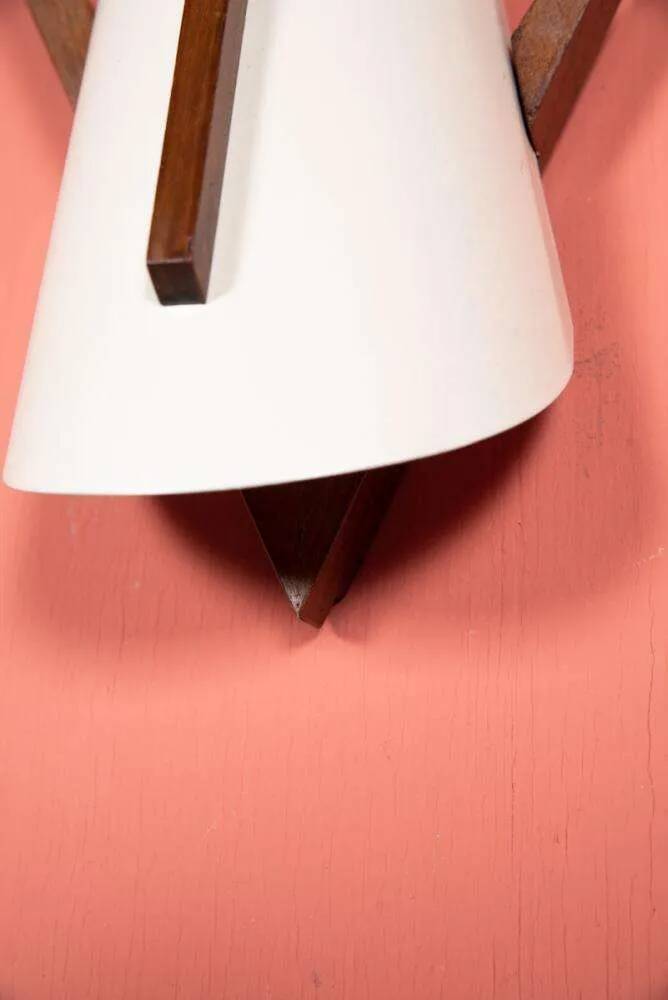 Vintage wall lamp from the 60s, teak and mid-century metal.