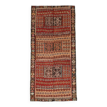 Tapis kilim turc tissé à la main, long et large, bordeaux foncé, 6x12, 168x354 cm.