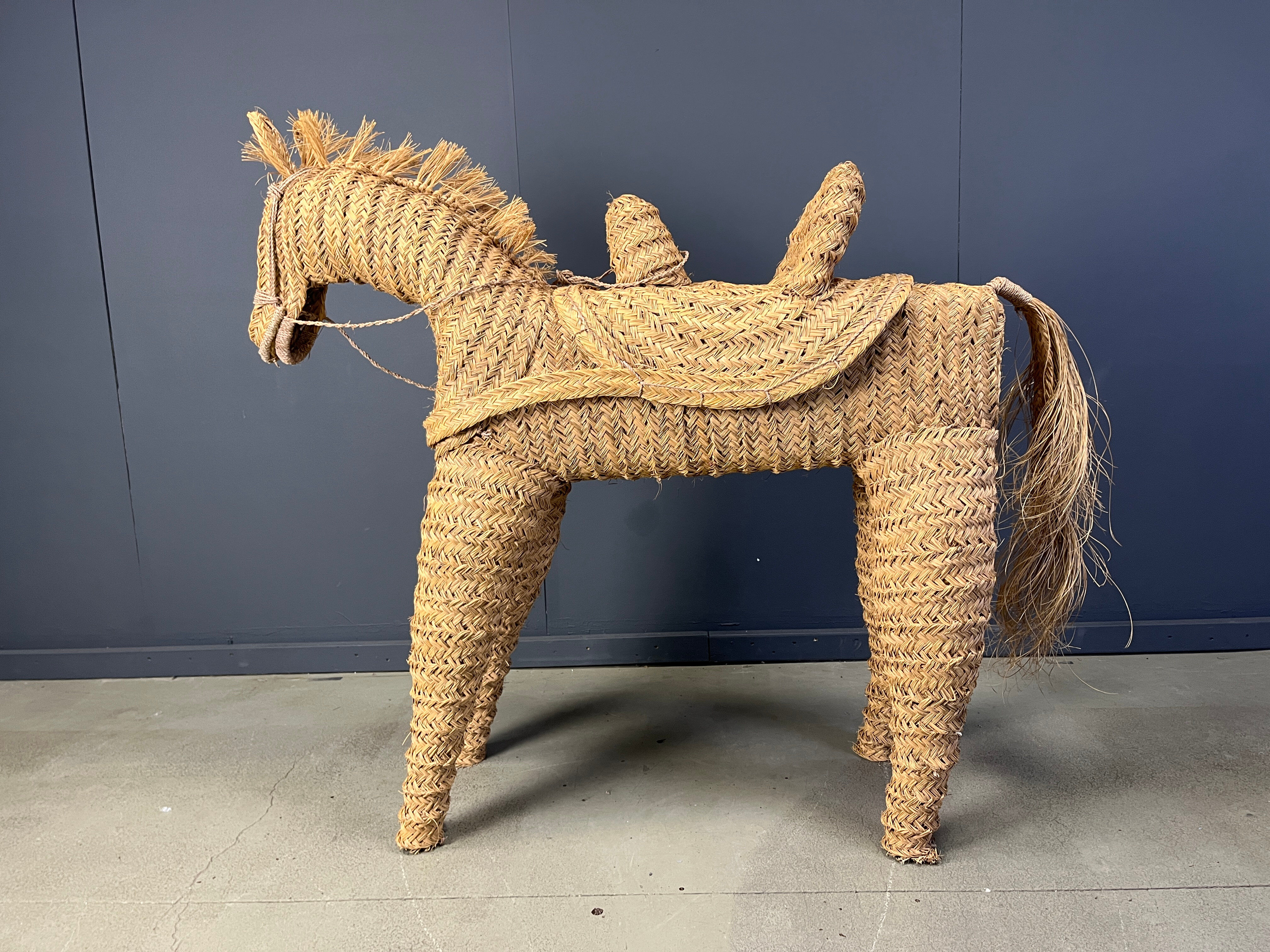 Vintage Spanish straw life size pony/horse, 1960s
