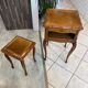 Louis XV style gueridon and stool set in solid oak.