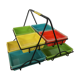 Black metal appetizer set with colorful ceramic ramekins