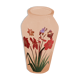 Vintage red-flowered pink glass vase