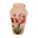 Vintage red-flowered pink glass vase
