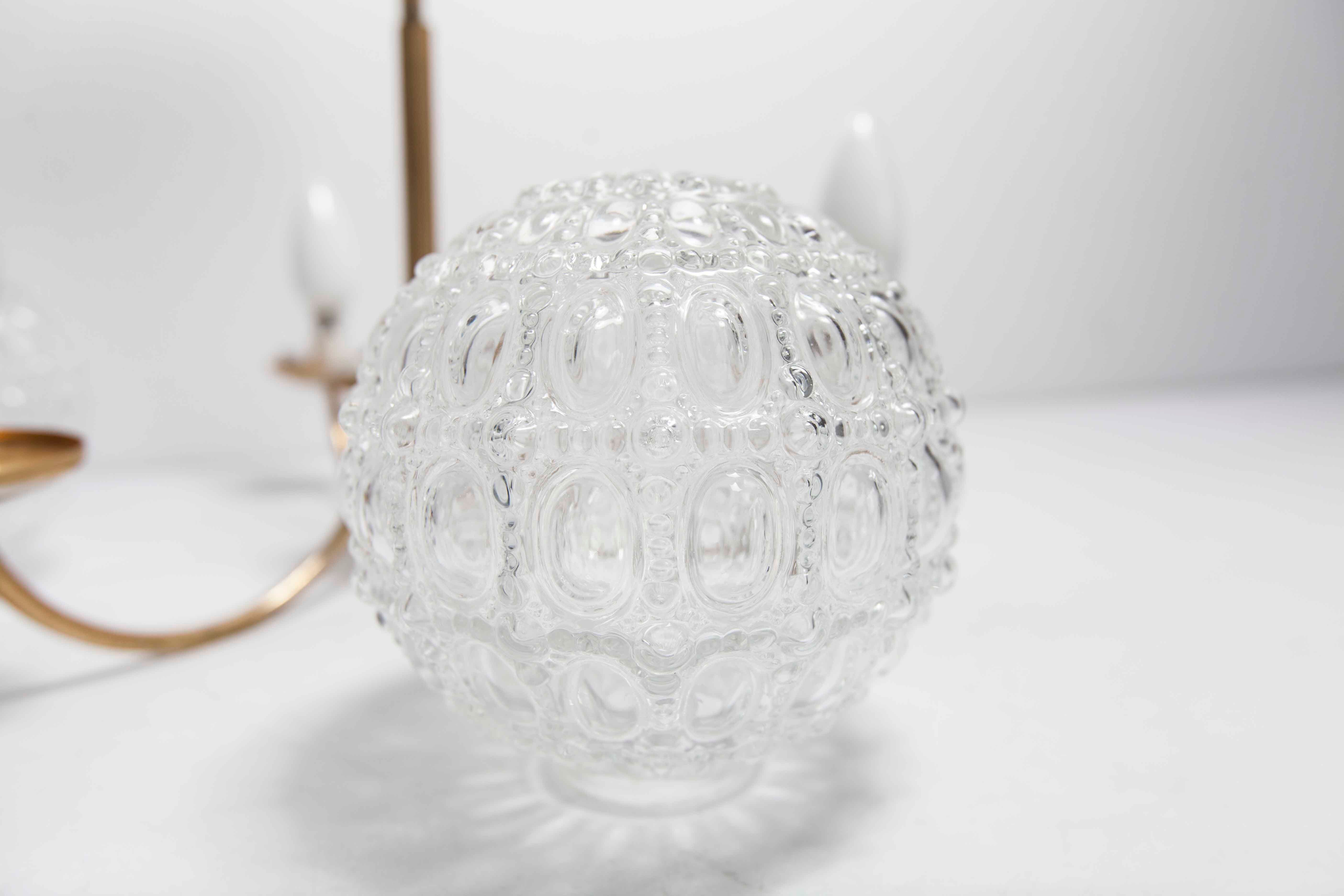 Brass ceiling and glass 3 balls 1960