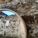 Mid century circular white mirror