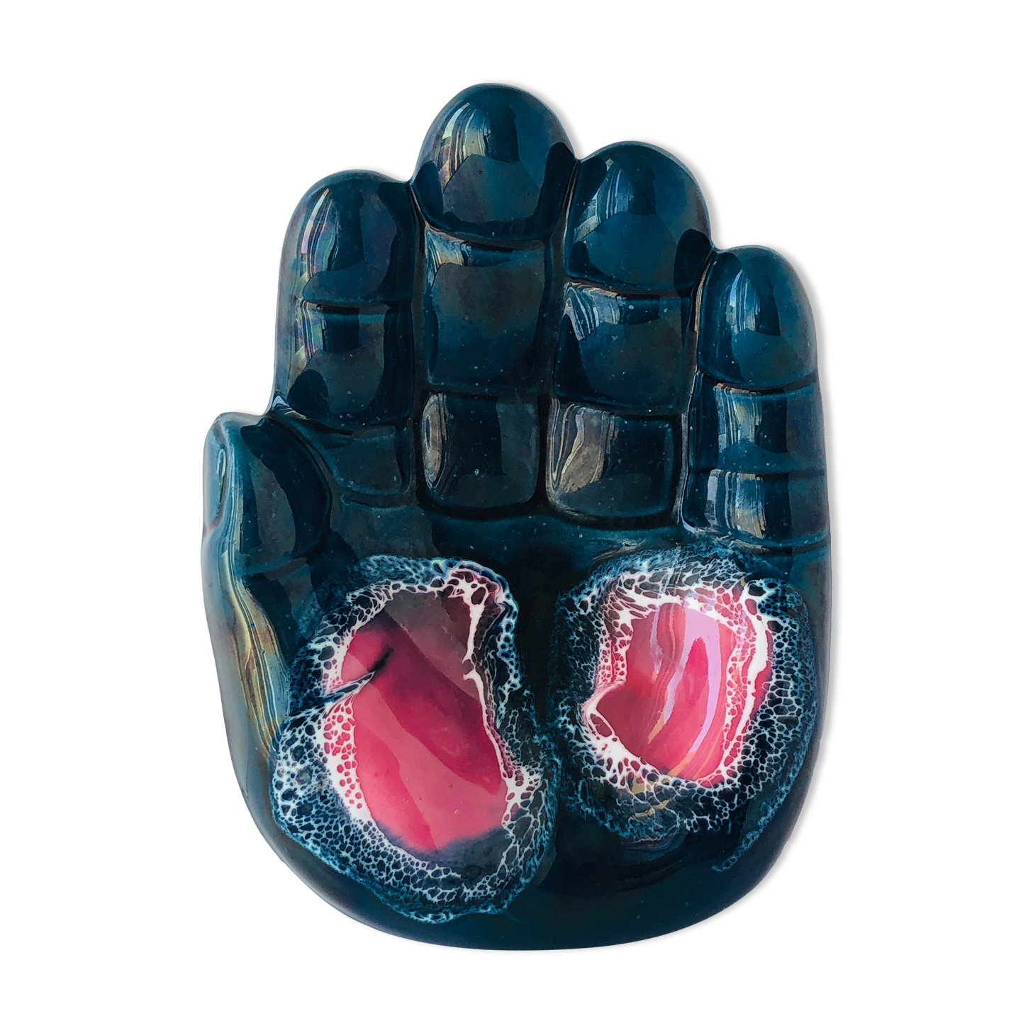 Empty hand oil blue pocket Vintage Vallauris