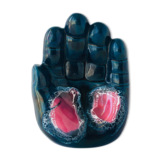 Empty hand oil blue pocket Vintage Vallauris