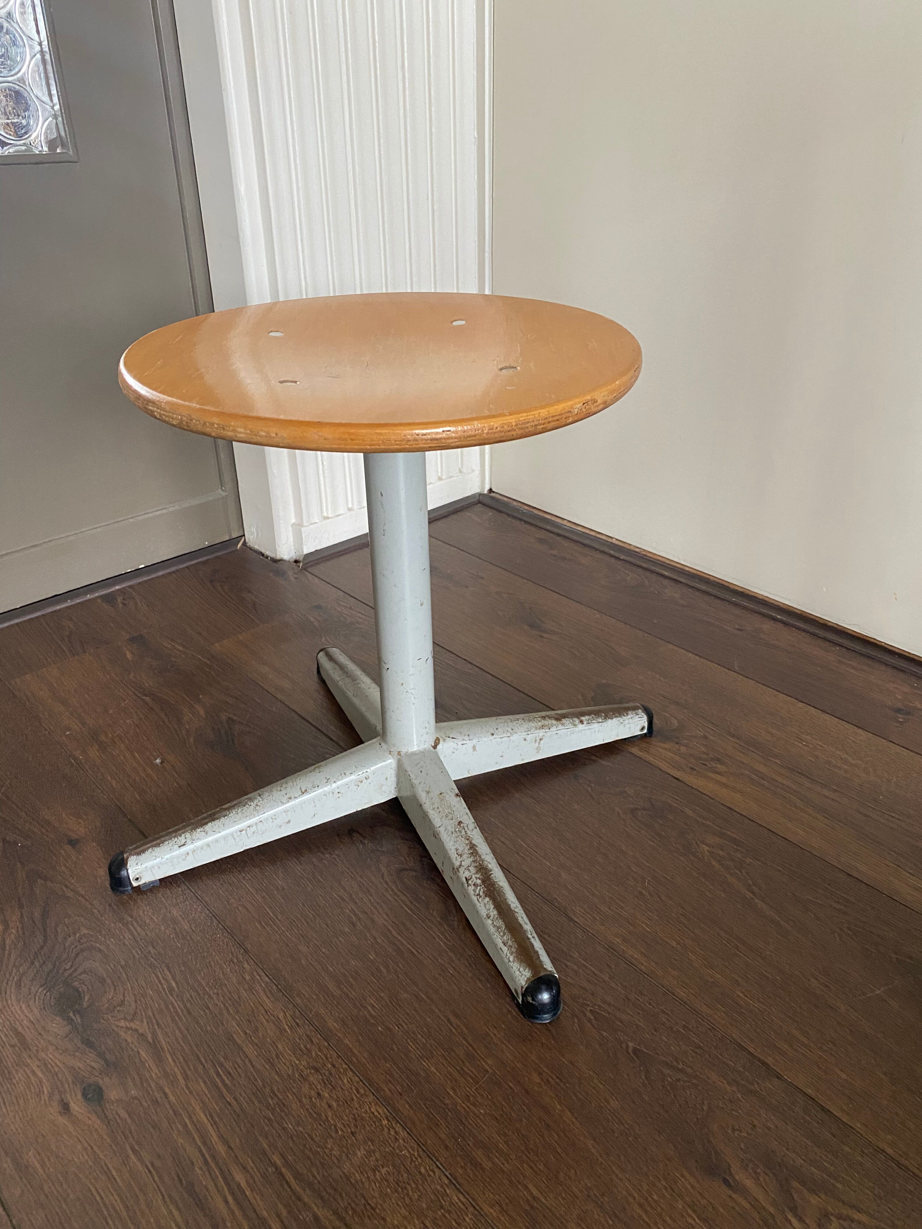 Vintage Industrial Height Adjustable Swivel Stool, 1960s