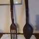 Large wooden serving cutlery folk art vintage African art