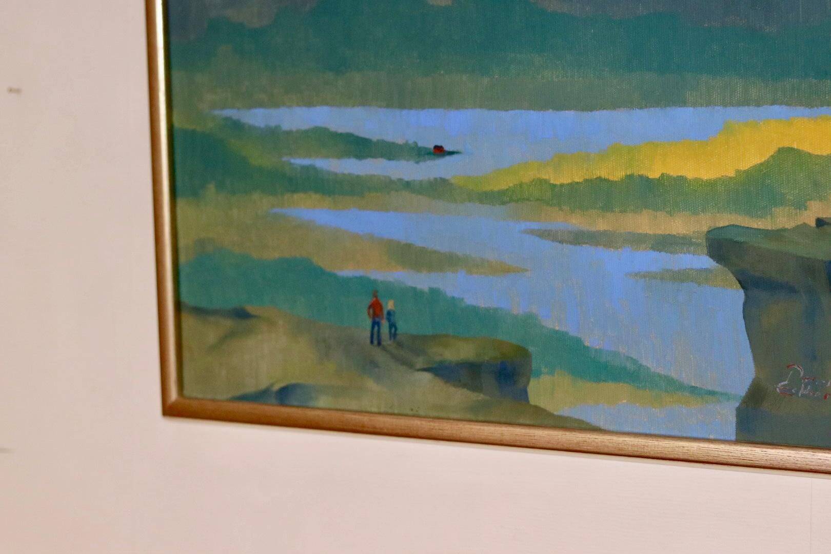 Original Swedish Mid Century Oil on Canvas "Katrineholm"- Vintage & Framed
