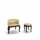 An antique Italian bar chair and a matching tufted vanity stool.