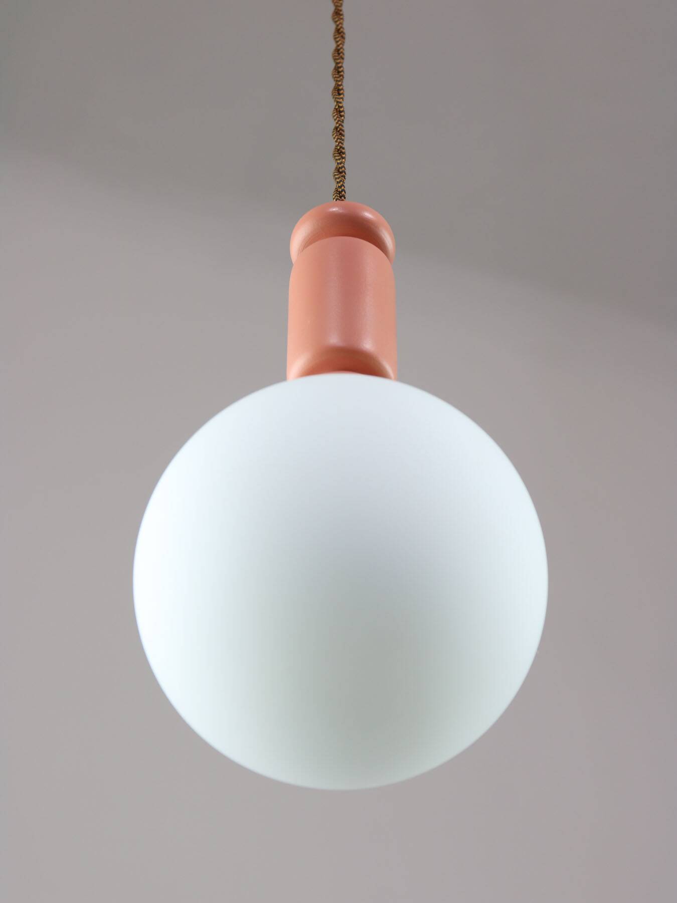 Mid-Century Italian Brass & Opaline Glass Pendant Lamps, Set of 2