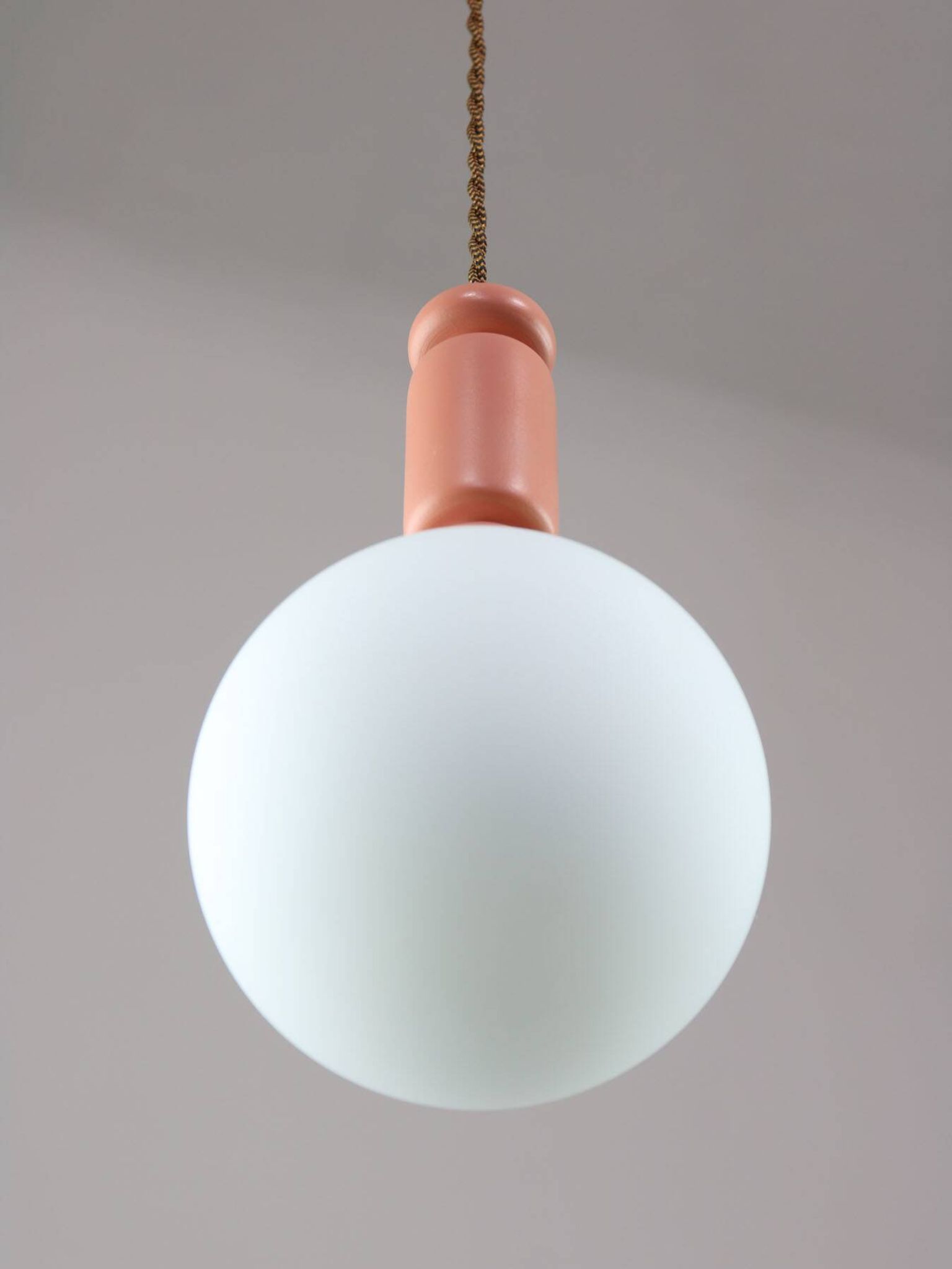 Mid-Century Italian Brass & Opaline Glass Pendant Lamps, Set of 2