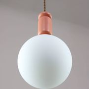 Mid-Century Italian Brass & Opaline Glass Pendant Lamps, Set of 2