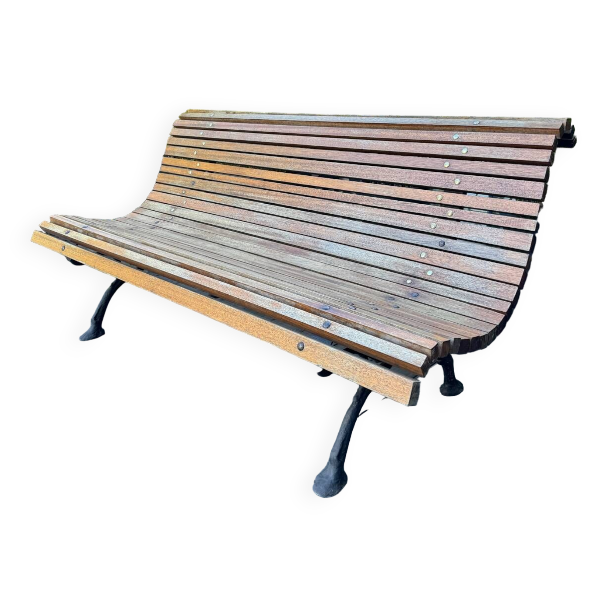 Old slatted public bench