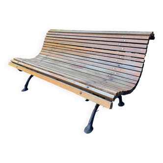 Old slatted public bench
