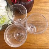 Set of 3 white wine glasses in cut glass