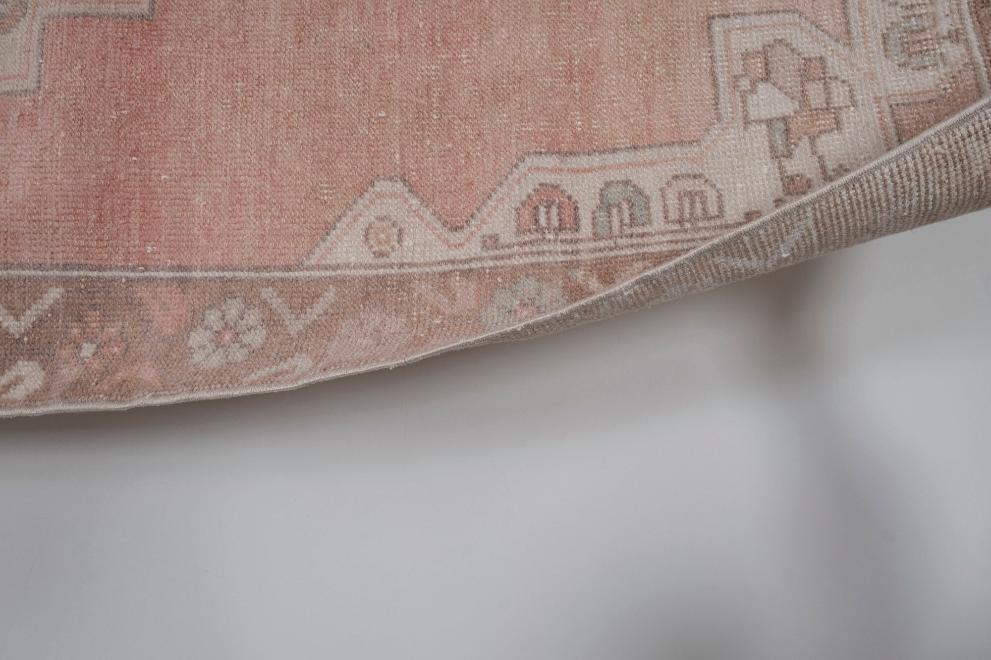 1970s vintage tan handwoven turkish oushak rug 128 x 217 cm