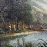 19th century Italian painting, lake scene