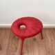 Ikea Red Metal and Wool Three pod Stool, Model Eskilstuna, 1990s