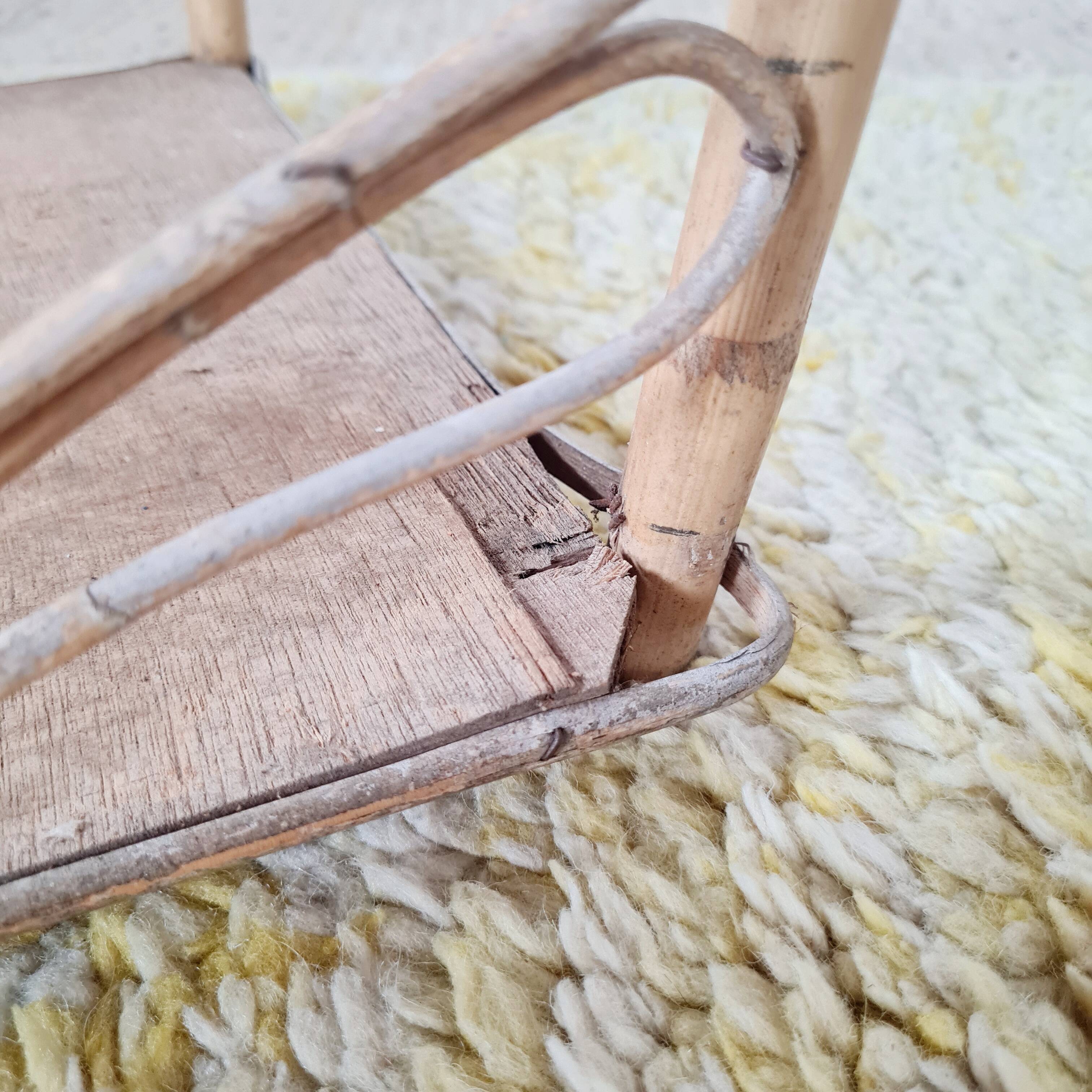 Magazine rack, vintage log holder in rattan