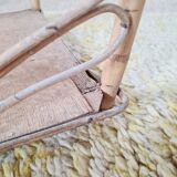 Magazine rack, vintage log holder in rattan