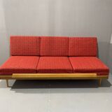Mid-century folding sofa bed by Drevotvar, 1970s, Czechoslovakia