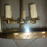 Antique glass and brass lantern pendant light, 3 lights