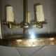 Antique glass and brass lantern pendant light, 3 lights