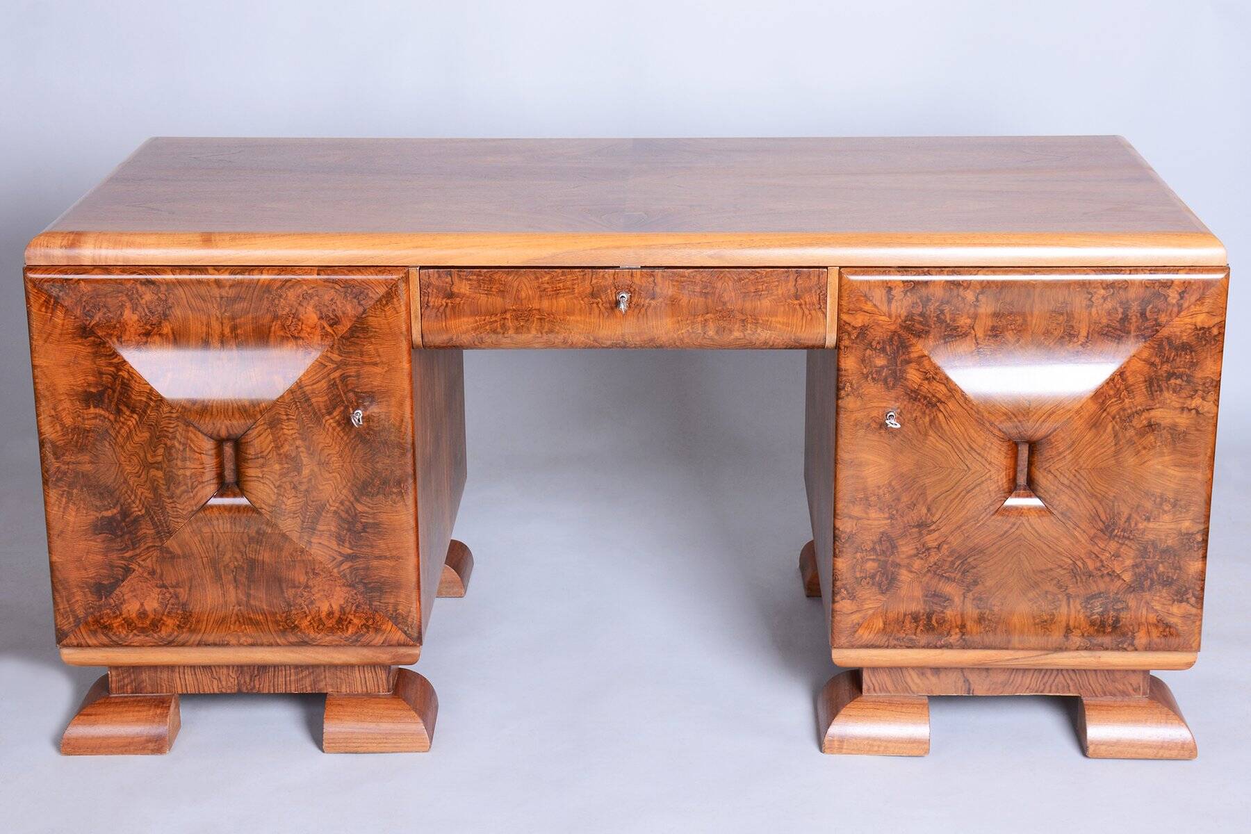 Art Deco Writing Desk in Mahogany and Walnut, 1920s
