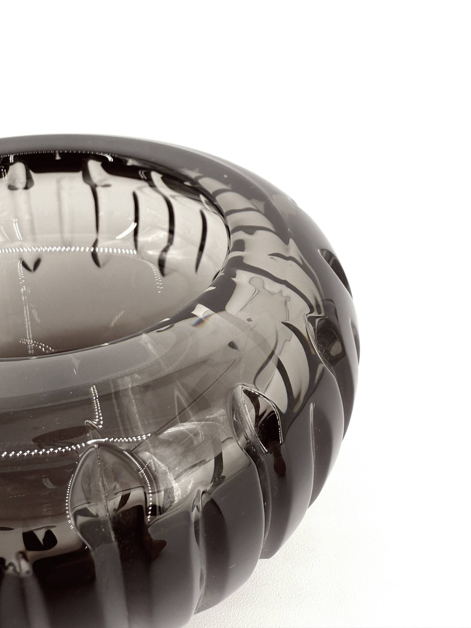 Smoked crystal tealight holder attributed to Daum, 70s