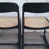 Pair of caning sled chairs
