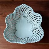 Large white twisted ceramic basket